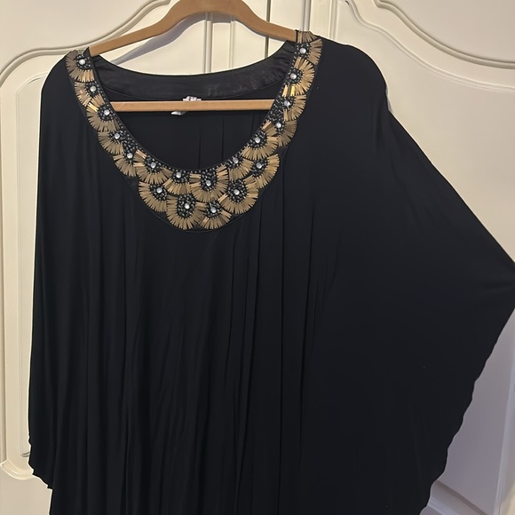 Kenneth Cole New York Black Beaded Brass Embellished Blouse / Top XL - Picture 3 of 8